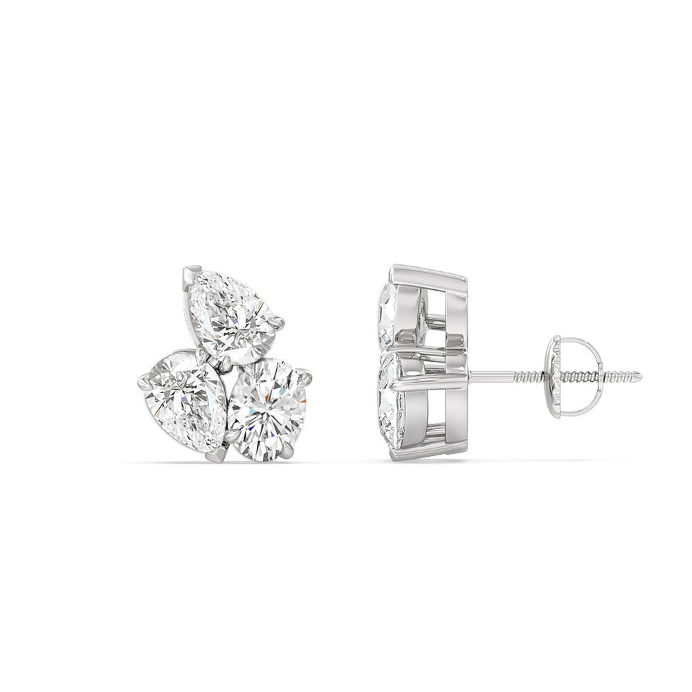 Trilogy Genesis Earrings with 14KT White Gold / Lab / 1 1/2 Cut Diamond in 14KT White Gold / Lab / 1 1/2 view 2
