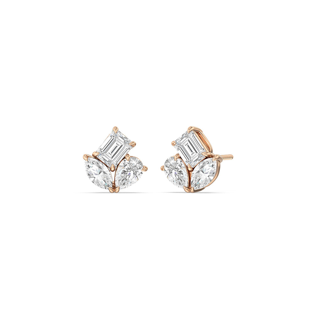 Trilogy Melody Stud Earrings with 14KT Rose Gold / Lab / 1 Cut Diamond in 14KT Rose Gold / Lab / 1 view 1
