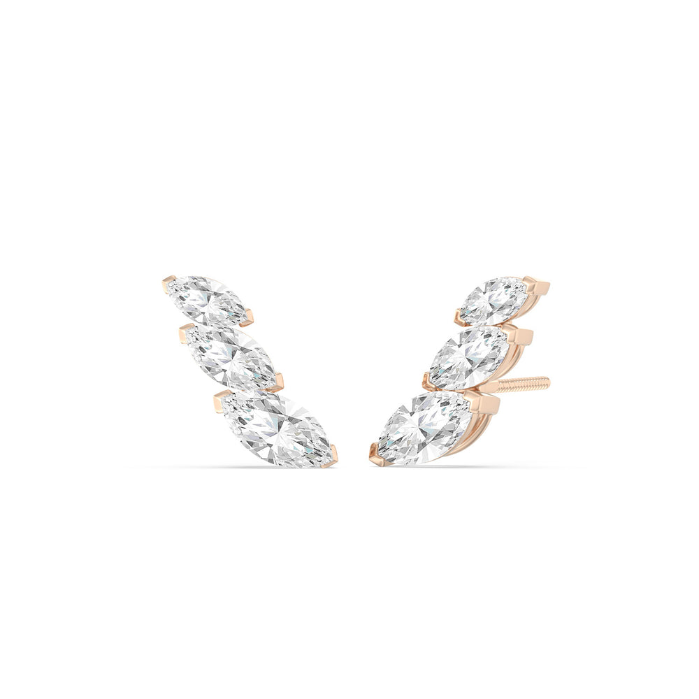 Trilogy Marquise Climber Earrings with 14KT Rose Gold / Pair Cut Diamond in 14KT Rose Gold / Pair view 1
