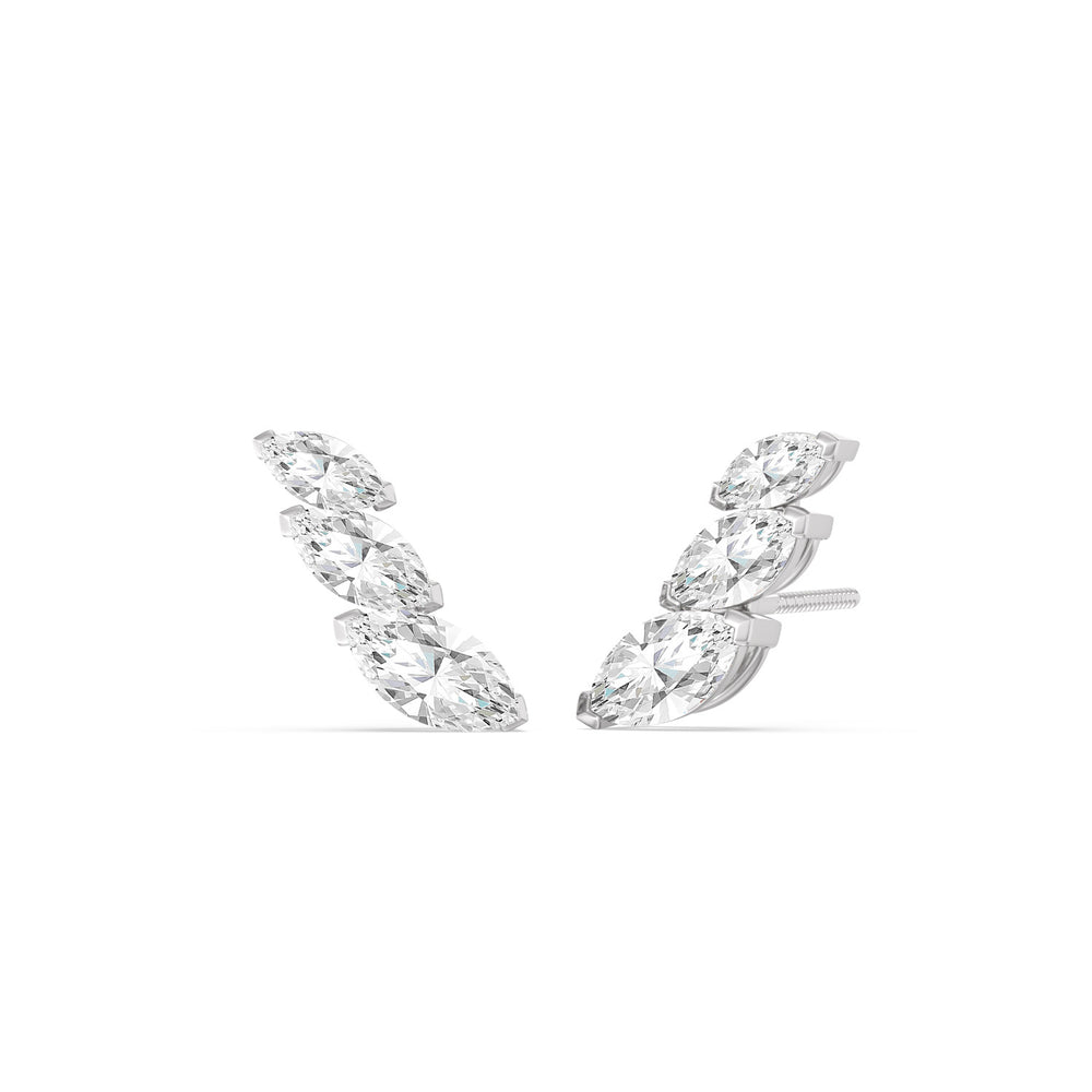 Trilogy Marquise Climber Earrings with 14KT White Gold / Right Cut Diamond in 14KT White Gold / Right view 1
