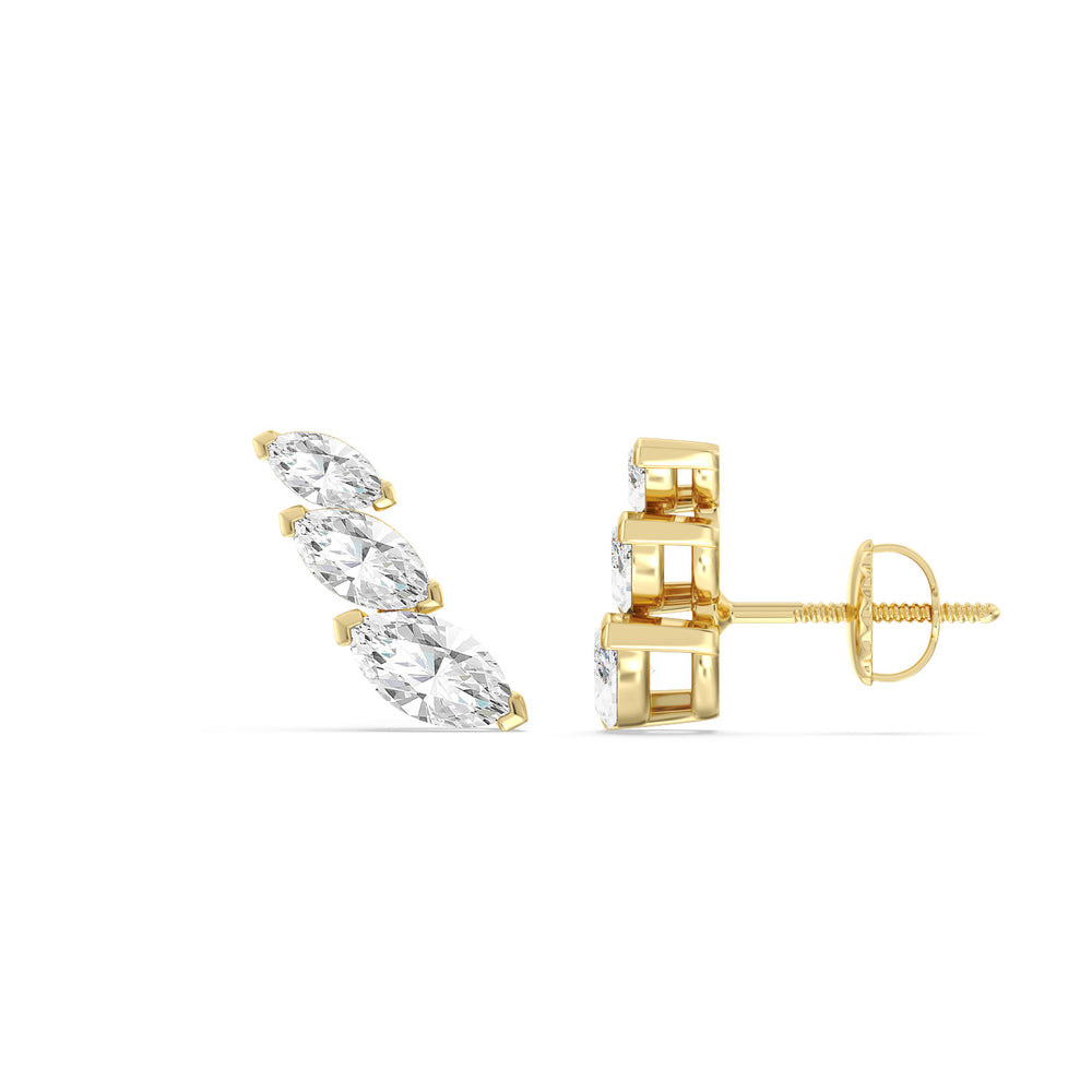 Trilogy Marquise Climber Earrings with 14KT Yellow Gold / Right Cut Diamond in 14KT Yellow Gold / Right view 2
