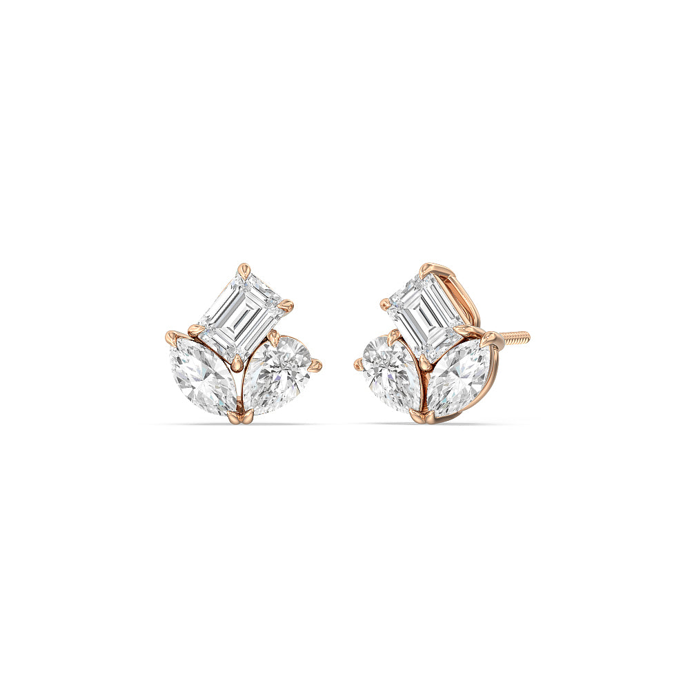 Trilogy Melody Stud Earrings with 14KT Rose Gold / Lab / 2 Cut Diamond in 14KT Rose Gold / Lab / 2 view 1

