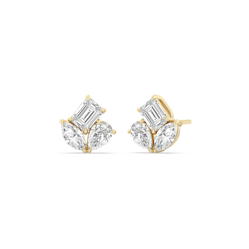Trilogy Melody Stud Earrings with 14KT Yellow Gold / Lab / 2 Cut Diamond in 14KT Yellow Gold / Lab / 2 view 1
