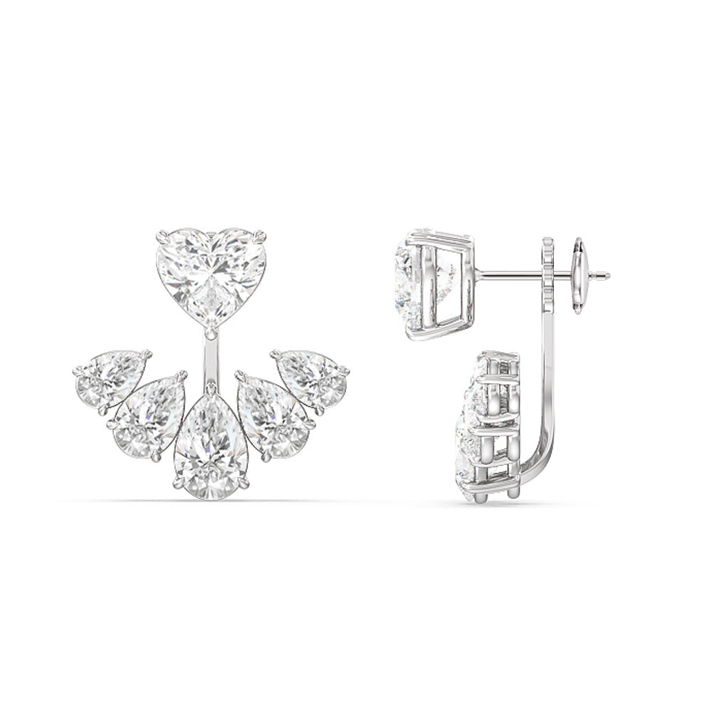 Heart Solitaire Front-Back Earrings with 18KT White Gold / Lab / 15 1/2 Cut Diamond in 14KT White Gold / Lab / 15 1/2 view 2
