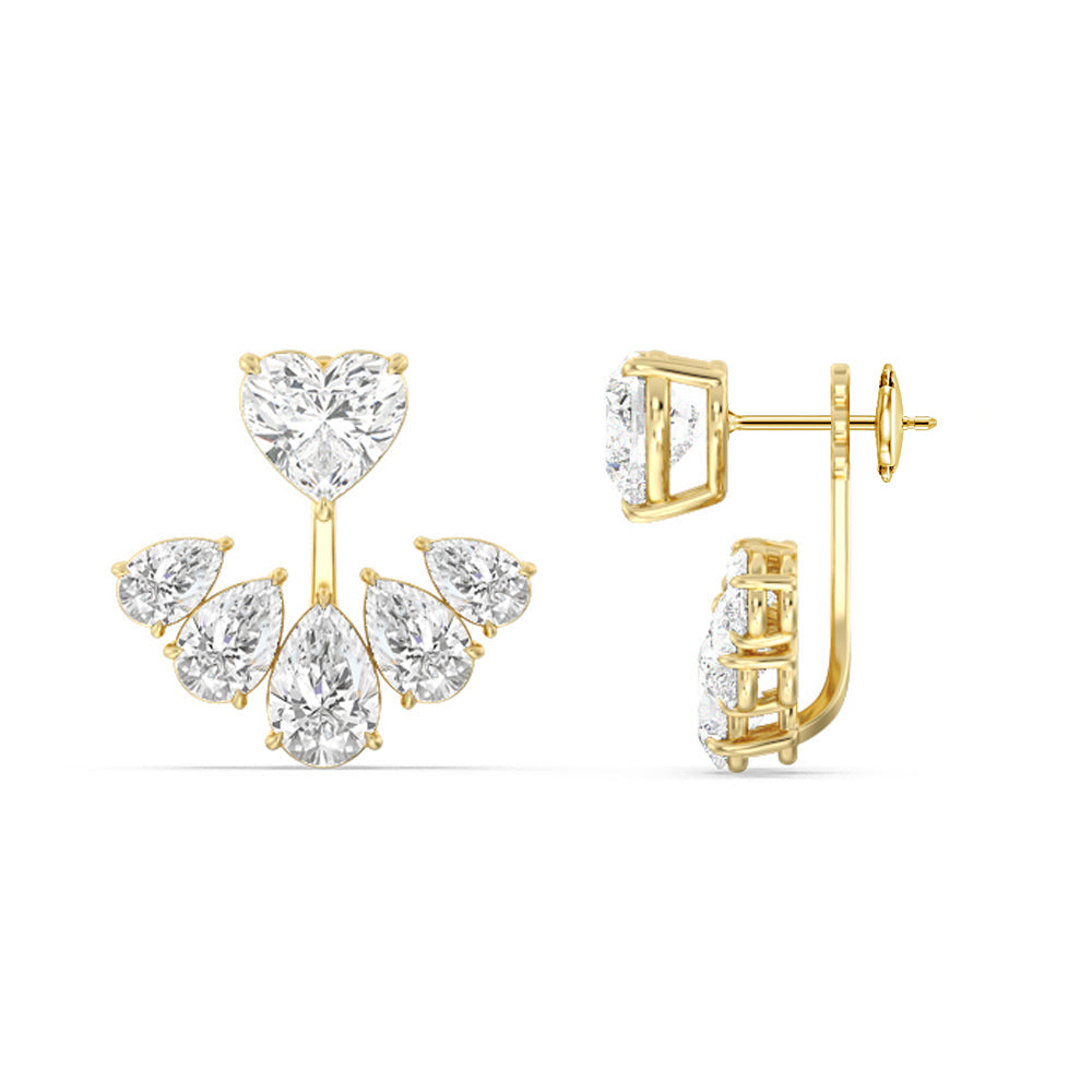 Heart Solitaire Front-Back Earrings with 18KT Yellow Gold / Lab / 15 1/2 Cut Diamond in 14KT Yellow Gold / Lab / 15 1/2 view 2
