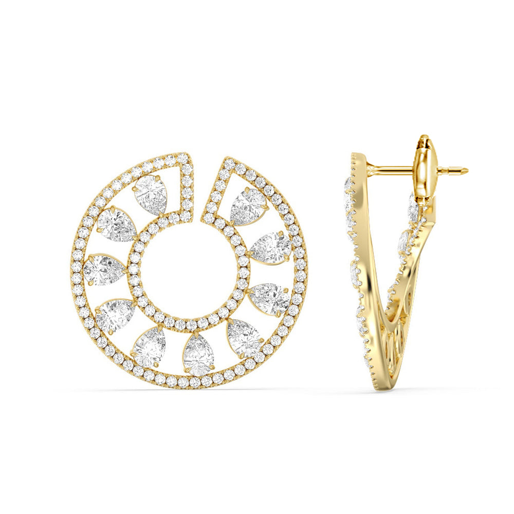 Spiral Pear Shape Diamond Earrings with 18KT Yellow Gold / Lab / 6 1/2 Cut Diamond in 14KT Yellow Gold / Lab / 6 1/2 view 2

