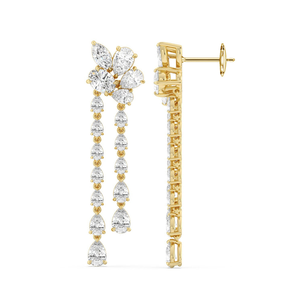 Mosaic Chandelier Earrings with 18KT Yellow Gold / Lab / 7 3/8 Cut Diamond in 14KT Yellow Gold / Lab / 7 3/8 view 2
