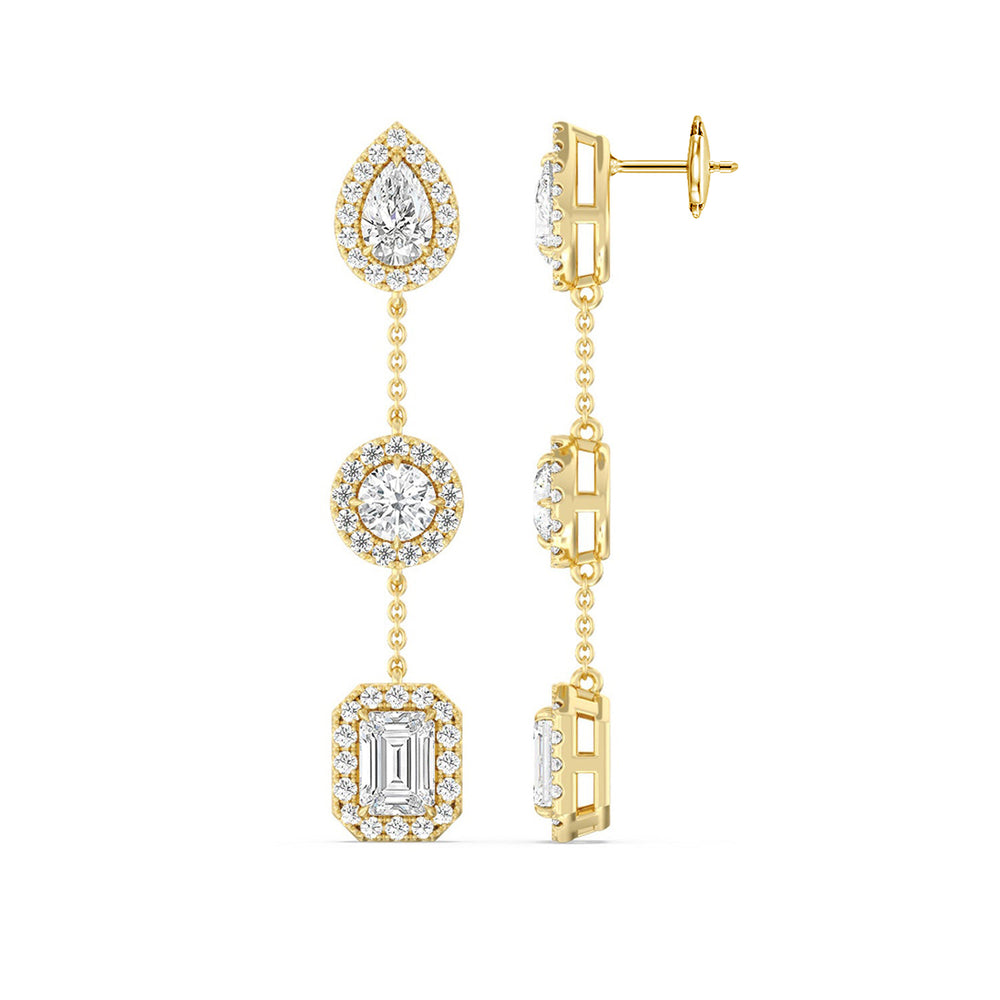 Mixed Shape Station Dangler Earrings with 18KT Yellow Gold / Lab / 5 7/8 Cut Diamond in 14KT Yellow Gold / Lab / 5 7/8 view 2

