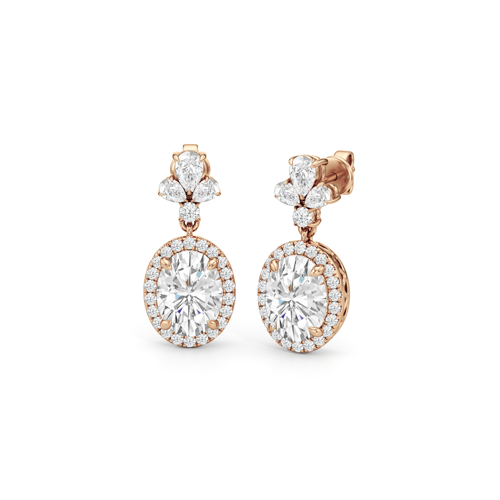 Rose Drop Earrings with 18KT Rose Gold / Lab / 6 1/3 Cut Diamond in 14KT Rose Gold / Lab / 6 1/3 view 1
