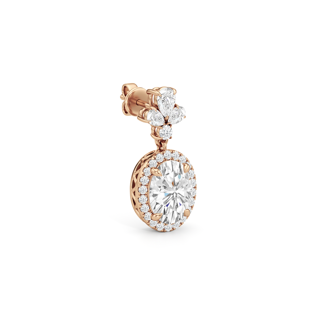 Rose Drop Earrings with 18KT Rose Gold / Lab / 6 1/3 Cut Diamond in 14KT Rose Gold / Lab / 6 1/3 view 2
