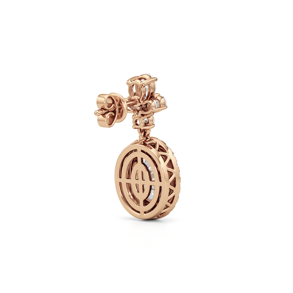 Rose Drop Earrings with 18KT Rose Gold / Lab / 6 1/3 Cut Diamond in 14KT Rose Gold / Lab / 6 1/3 view 3
