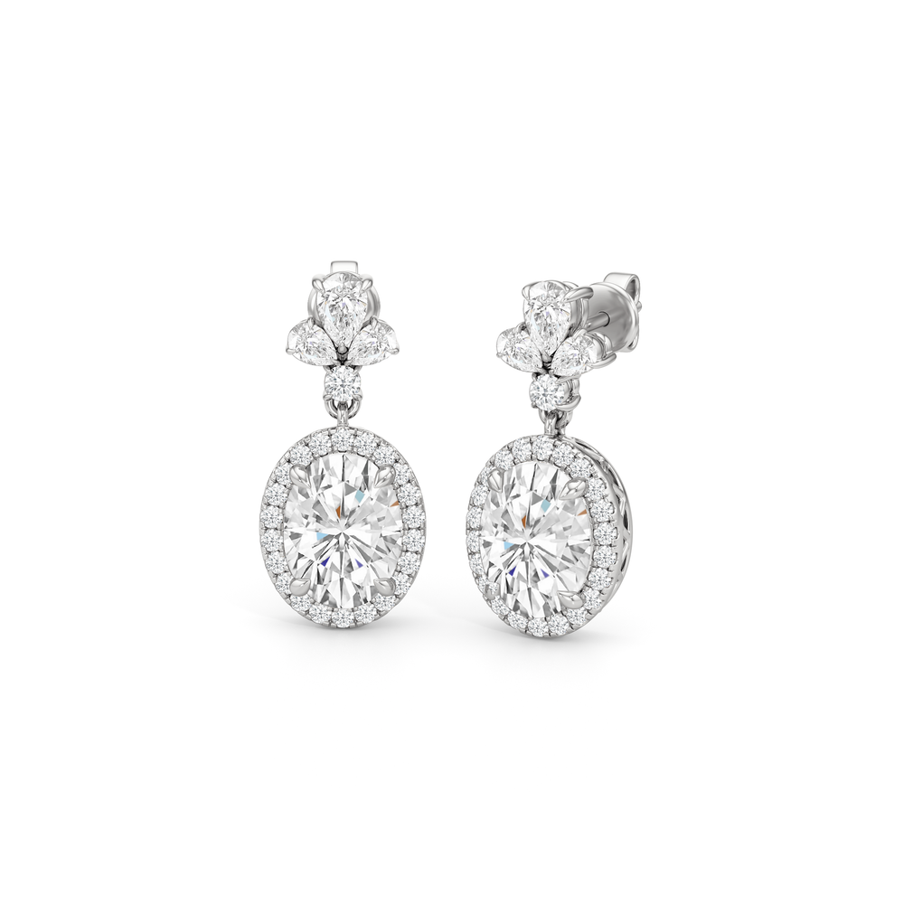 Rose Drop Earrings with 18KT White Gold / Lab / 6 1/3 Cut Diamond in 14KT White Gold / Lab / 6 1/3 view 1
