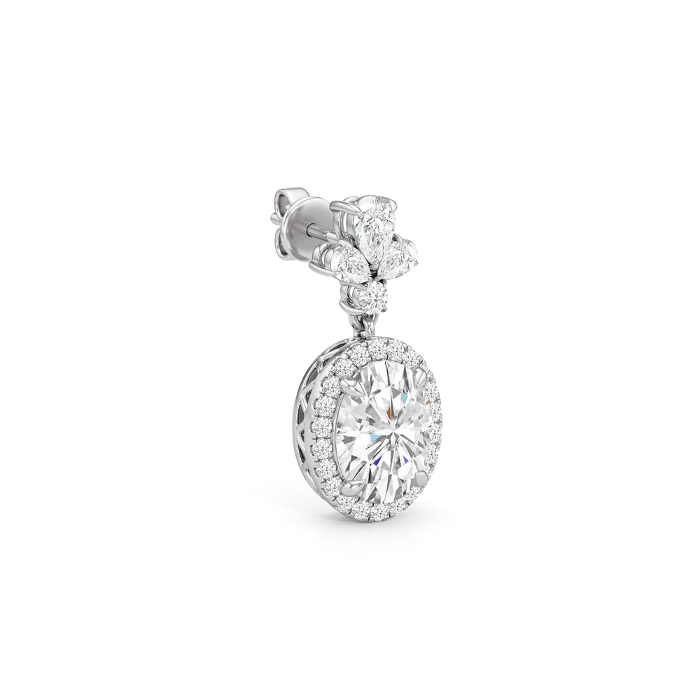 Rose Drop Earrings with 18KT White Gold / Lab / 6 1/3 Cut Diamond in 14KT White Gold / Lab / 6 1/3 view 2
