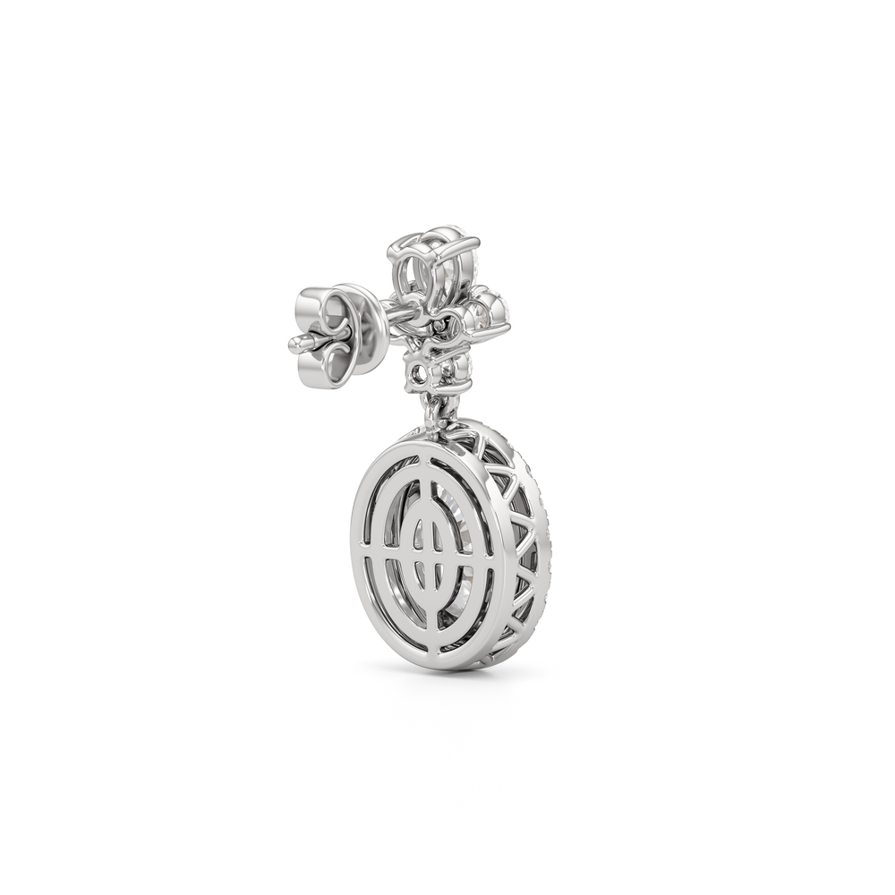 Rose Drop Earrings with 18KT White Gold / Lab / 6 1/3 Cut Diamond in 14KT White Gold / Lab / 6 1/3 view 3
