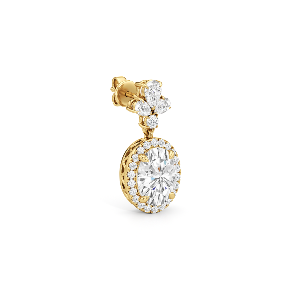Rose Drop Earrings with 18KT Yellow Gold / Lab / 6 1/3 Cut Diamond in 14KT Yellow Gold / Lab / 6 1/3 view 2
