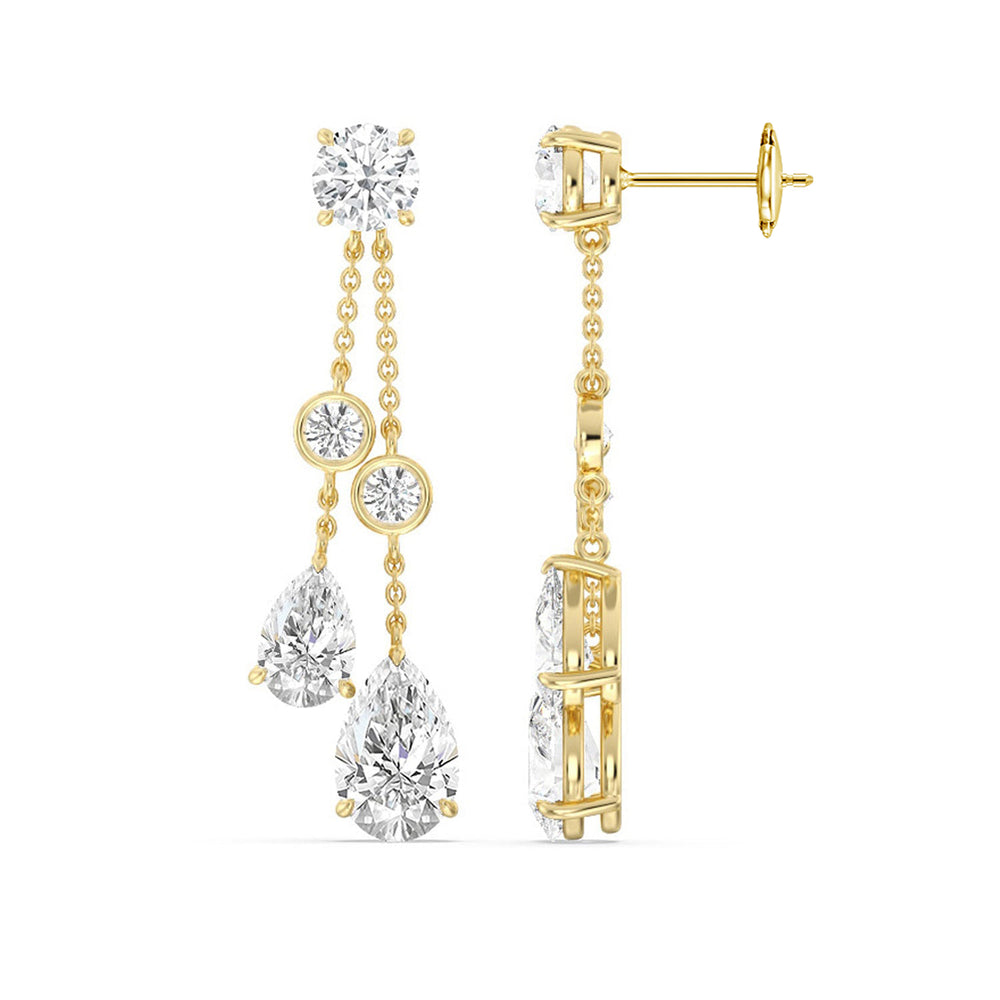 Pear Chandelier Station Earrings with 18KT Yellow Gold / Lab / 8 5/8 Cut Diamond in 14KT Yellow Gold / Lab / 8 5/8 view 2
