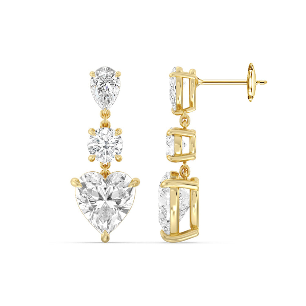 Pear, Round and Heart Matching Earring with 18KT Yellow Gold / Lab / 8 3/4 Cut Diamond in 14KT Yellow Gold / Lab / 8 3/4 view 2
