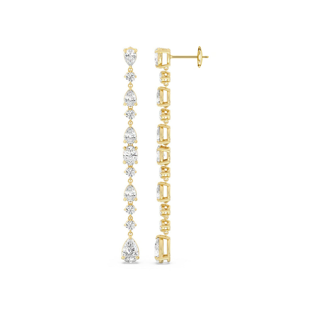 Pear and Oval Sparkling Dangler Earrings with 18KT Yellow Gold / Lab / 3 1/3 Cut Diamond in 14KT Yellow Gold / Lab / 3 1/3 view 2
