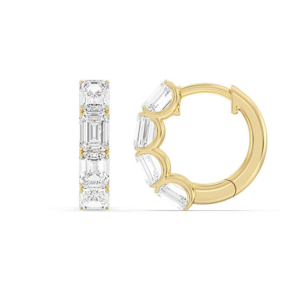 Emerald Cut Huggie Earrings with 14KT Yellow Gold / Lab / 3 1/5 Cut Diamond in 14KT Yellow Gold / Lab / 3 1/5 view 5
