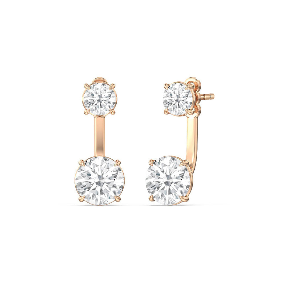 Toi et Moi Round Front Back Earring with 14KT Rose Gold / Lab / 4 Cut Diamond in 14KT Rose Gold / Lab / 4 view 1
