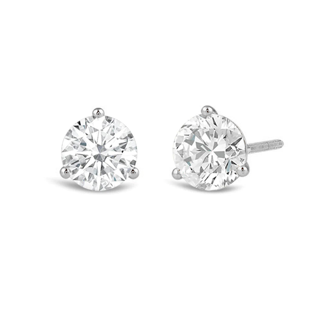 Classic Round Martini Stud Earrings (F+ SI+) with 14KT White Gold / Lab / 3 Cut Diamond in 14KT White Gold / Lab / 3 view 1
