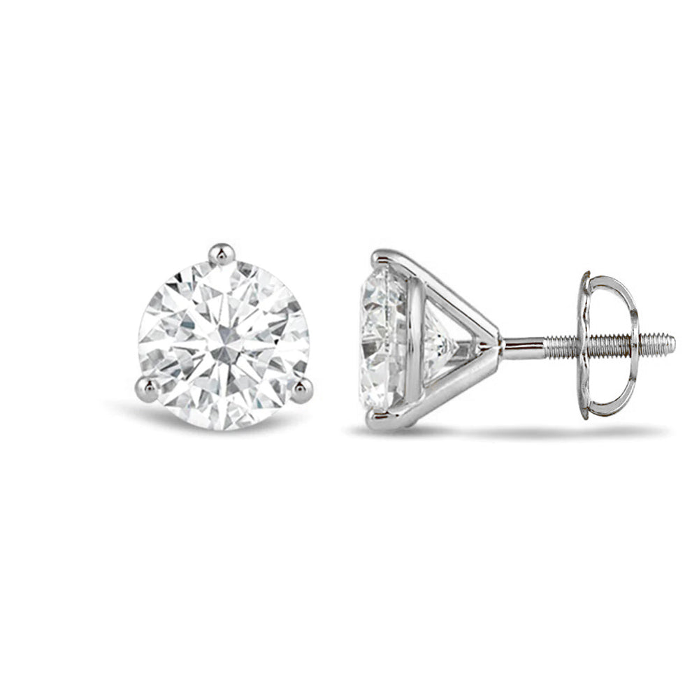 Premium Round Martini Stud Earrings (E/F VS+) with 14KT White Gold / Lab / 3 Cut Diamond in 14KT White Gold / Lab / 3 view 4
