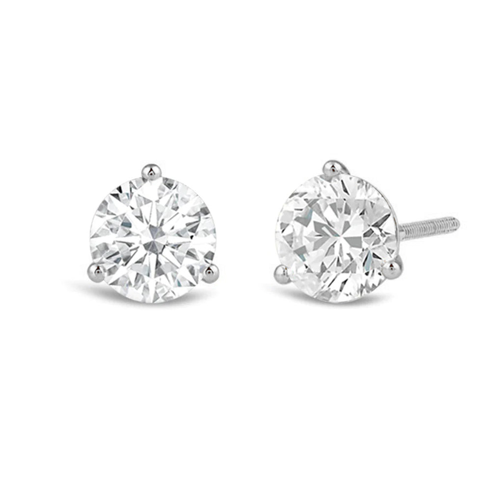 Premium Round Martini Stud Earrings (E/F VS+) with 14KT White Gold / Lab / 4 Cut Diamond in 14KT White Gold / Lab / 4 view 1
