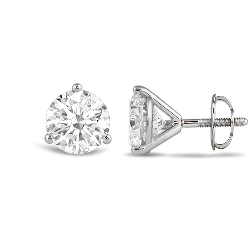 Premium Round Martini Stud Earrings (E/F VS+) with 14KT White Gold / Lab / 4 Cut Diamond in 14KT White Gold / Lab / 4 view 4

