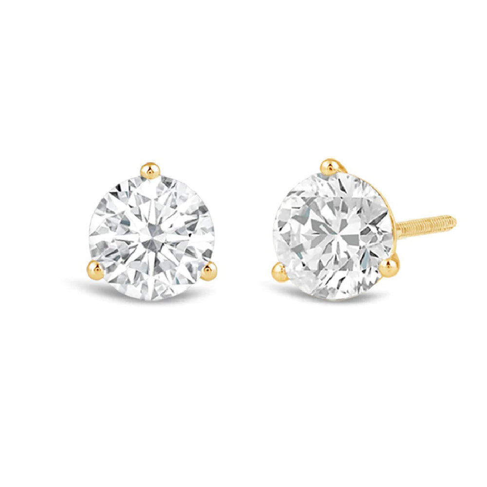 Premium Round Martini Stud Earrings (E/F VS+) with 14KT Yellow Gold / Lab / 4 Cut Diamond in 14KT Yellow Gold / Lab / 4 view 1
