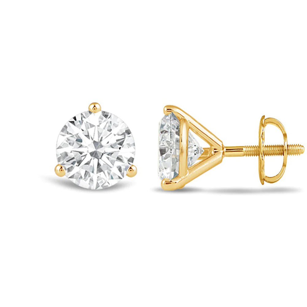 Classic Round Martini Stud Earrings (F/G SI+) with 14KT Yellow Gold / Lab / 4 Cut Diamond in 14KT Yellow Gold / Lab / 4 view 4
