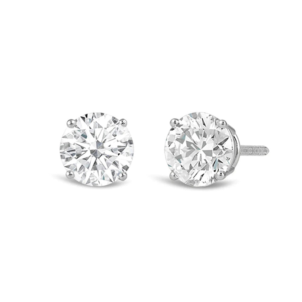 Premium Round Diamond Four Prong Studs (E+ VS+) with 14KT White Gold / Lab / 3 Cut Diamond in 14KT White Gold / Lab / 3 view 2
