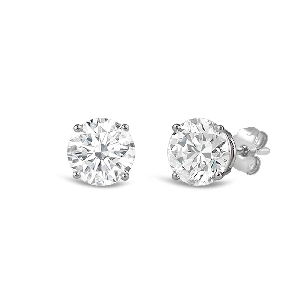 Certified Classic Round Diamond Four Prong Stud Earrings (IGI: G/H SI+) with 14KT White Gold / Lab / 1 Cut Diamond in 14KT White Gold / Lab / 1 view 1
