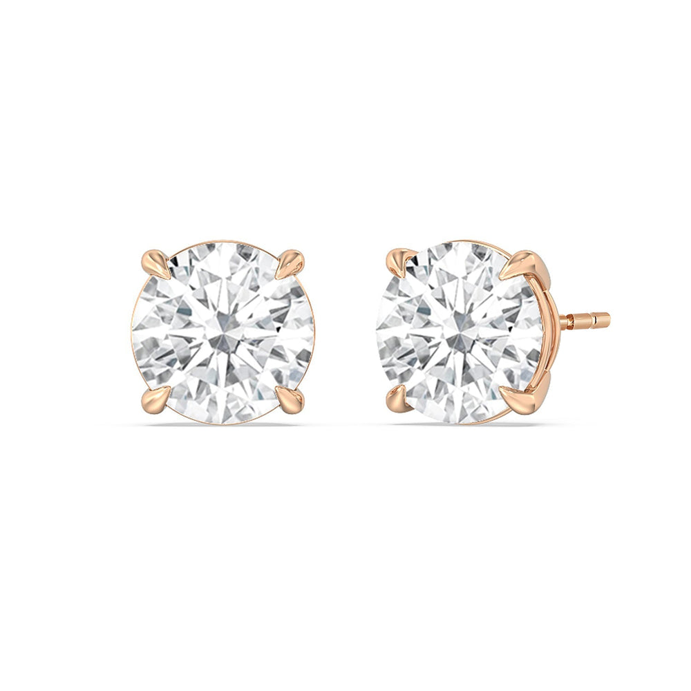 Certified Lab Diamond Luxe Four Prong Stud Earrings (E+ VVS+) with 18KT Rose Gold / Lab / 5 Cut Diamond in 14KT Rose Gold / Lab / 5 view 1
