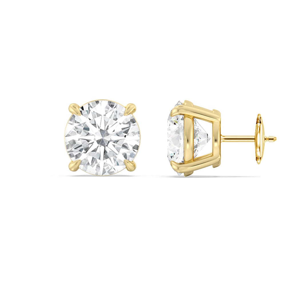 Certified Lab Diamond Luxe Four Prong Stud Earrings (E+ VVS+) with 18KT Yellow Gold / Lab / 5 Cut Diamond in 14KT Yellow Gold / Lab / 5 view 4
