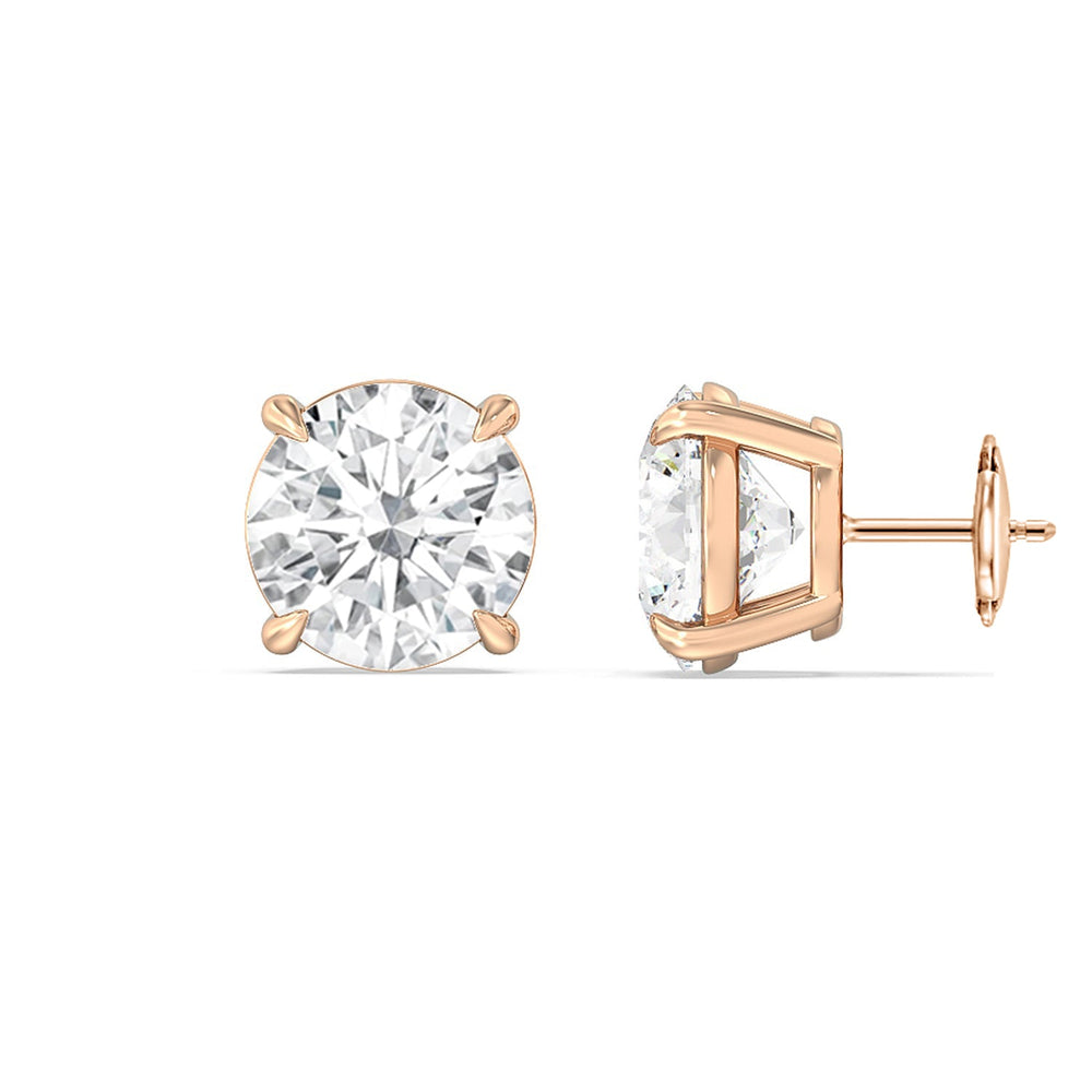 Certified Lab Diamond Luxe Four Prong Stud Earrings (E+ VVS+) with 18KT Rose Gold / Lab / 5 Cut Diamond in 14KT Rose Gold / Lab / 5 view 4
