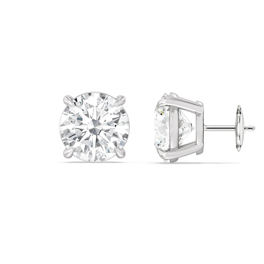 Certified Lab Diamond Luxe Four Prong Stud Earrings (E+ VVS+) with Platinum / Lab / 5 Cut Diamond in 14KT Platinum / Lab / 5 view 4
