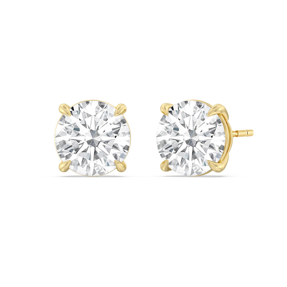 Certified Lab Diamond Luxe Four Prong Stud Earrings (IGI G+ VS+) with 18KT Yellow Gold / Lab / 5 Cut Diamond in 14KT Yellow Gold / Lab / 5 view 1
