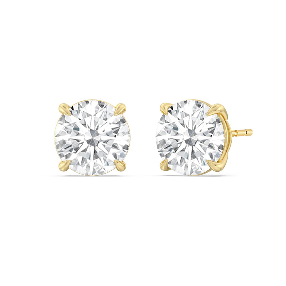 Certified Lab Diamond Luxe Four Prong Stud Earrings (E+ VVS+) with 18KT Yellow Gold / Lab / 5 Cut Diamond in 14KT Yellow Gold / Lab / 5 view 1
