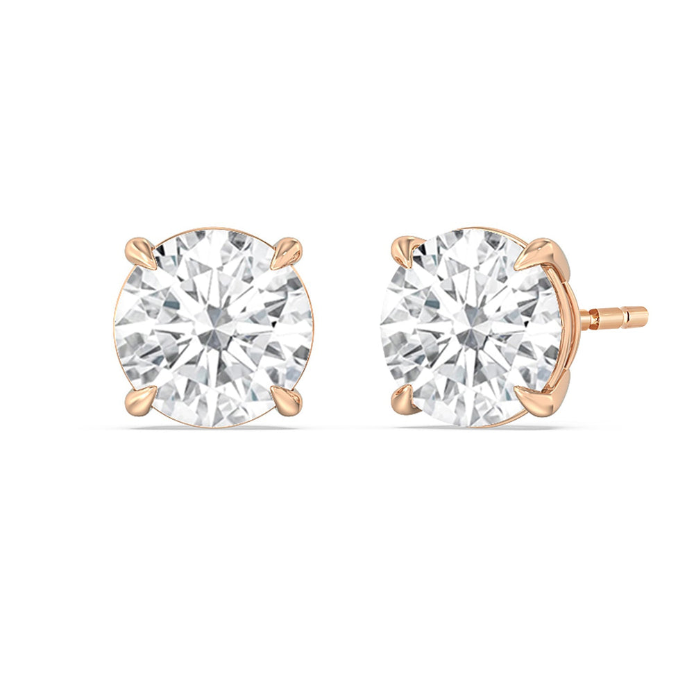 Certified Lab Diamond Luxe Four Prong Stud Earrings (E+ VVS+) with 18KT Rose Gold / Lab / 6 Cut Diamond in 14KT Rose Gold / Lab / 6 view 1
