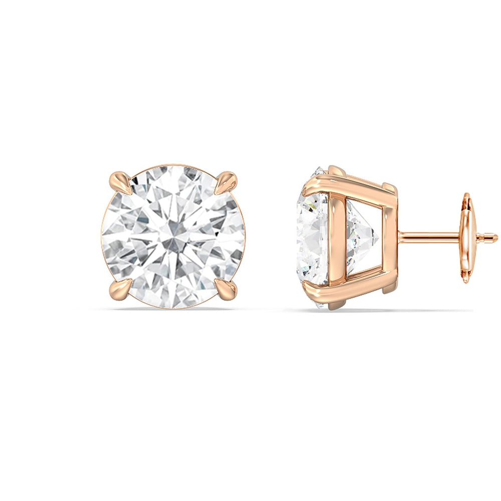Certified Lab Diamond Luxe Four Prong Stud Earrings (E+ VVS+) with 18KT Rose Gold / Lab / 6 Cut Diamond in 14KT Rose Gold / Lab / 6 view 4
