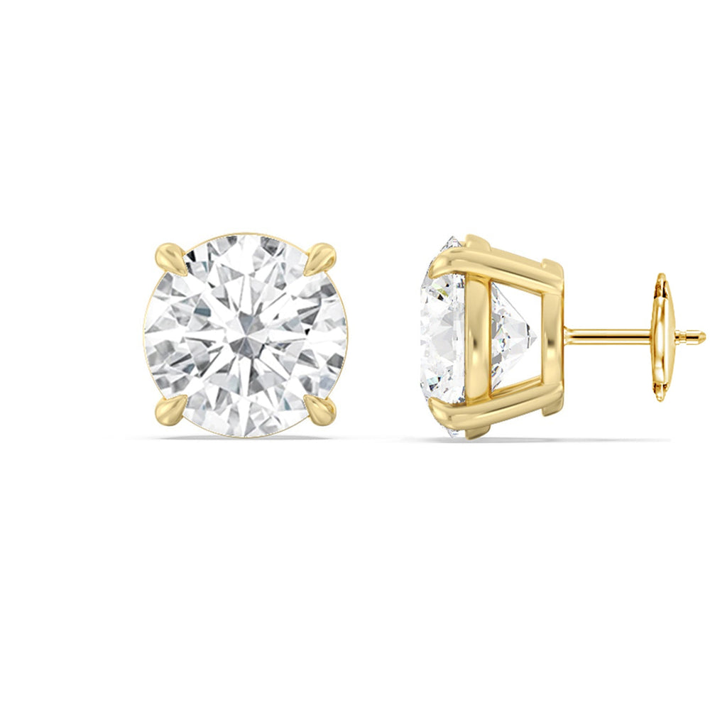 Certified Lab Diamond Luxe Four Prong Stud Earrings (E+ VVS+) with 18KT Yellow Gold / Lab / 6 Cut Diamond in 14KT Yellow Gold / Lab / 6 view 4
