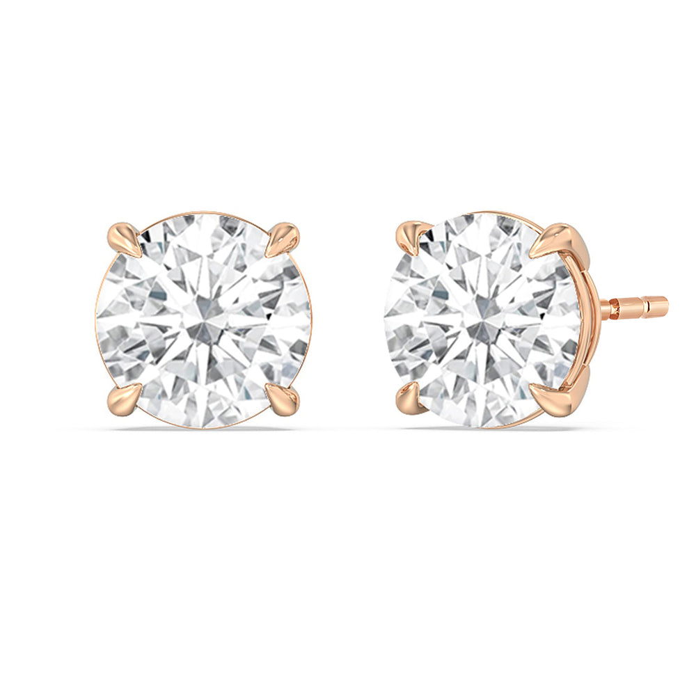 Certified Lab Diamond Luxe Four Prong Stud Earrings (IGI G+ VS+) with 18KT Rose Gold / Lab / 8 Cut Diamond in 14KT Rose Gold / Lab / 8 view 1
