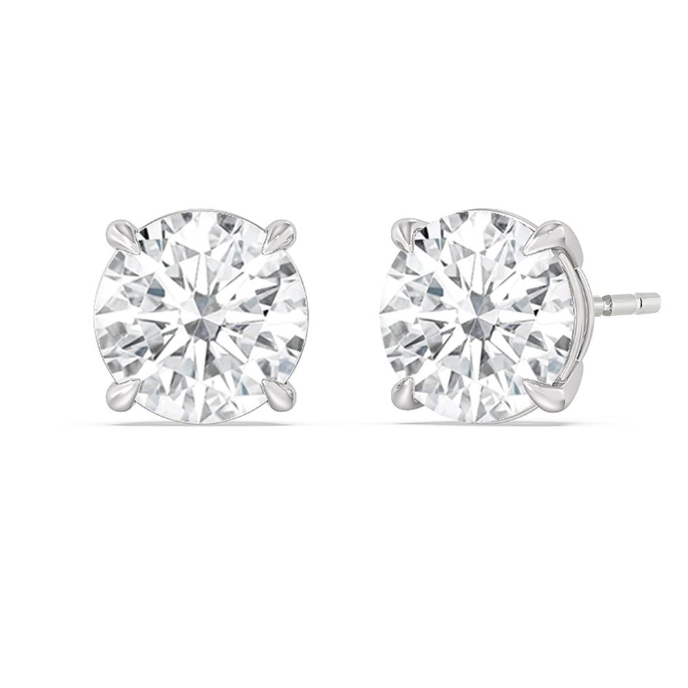 Certified Lab Diamond Luxe Four Prong Stud Earrings (IGI G+ VS+) with Platinum / Lab / 8 Cut Diamond in 14KT Platinum / Lab / 8 view 1
