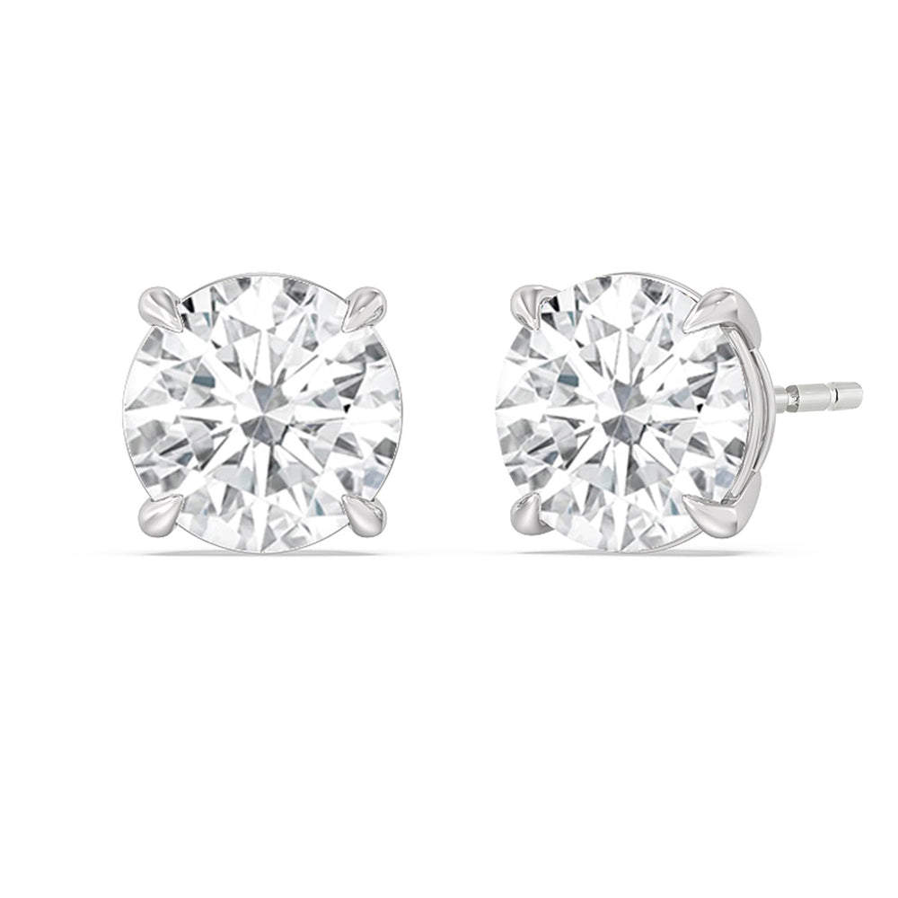 Certified Lab Diamond Luxe Four Prong Stud Earrings (E+ VVS+) with Platinum / Lab / 8 Cut Diamond in 14KT Platinum / Lab / 8 view 1
