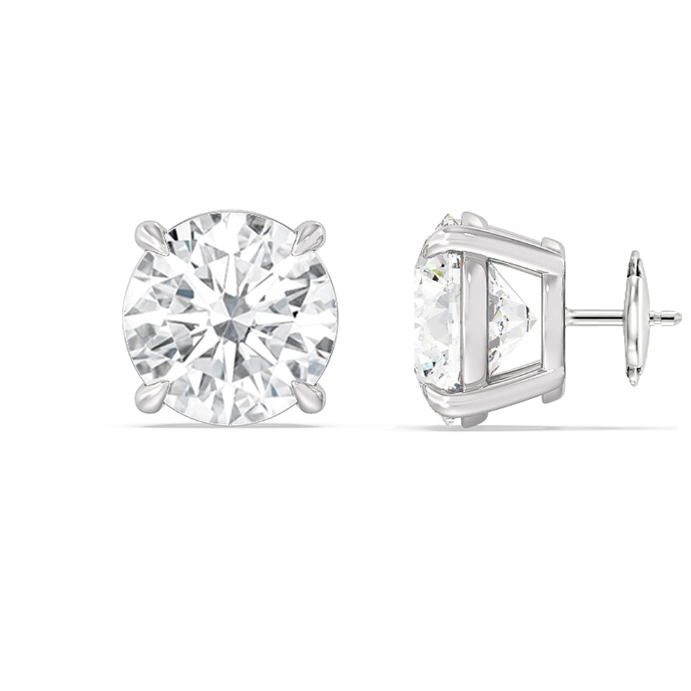 Certified Lab Diamond Luxe Four Prong Stud Earrings (IGI G+ VS+) with Platinum / Lab / 8 Cut Diamond in 14KT Platinum / Lab / 8 view 4
