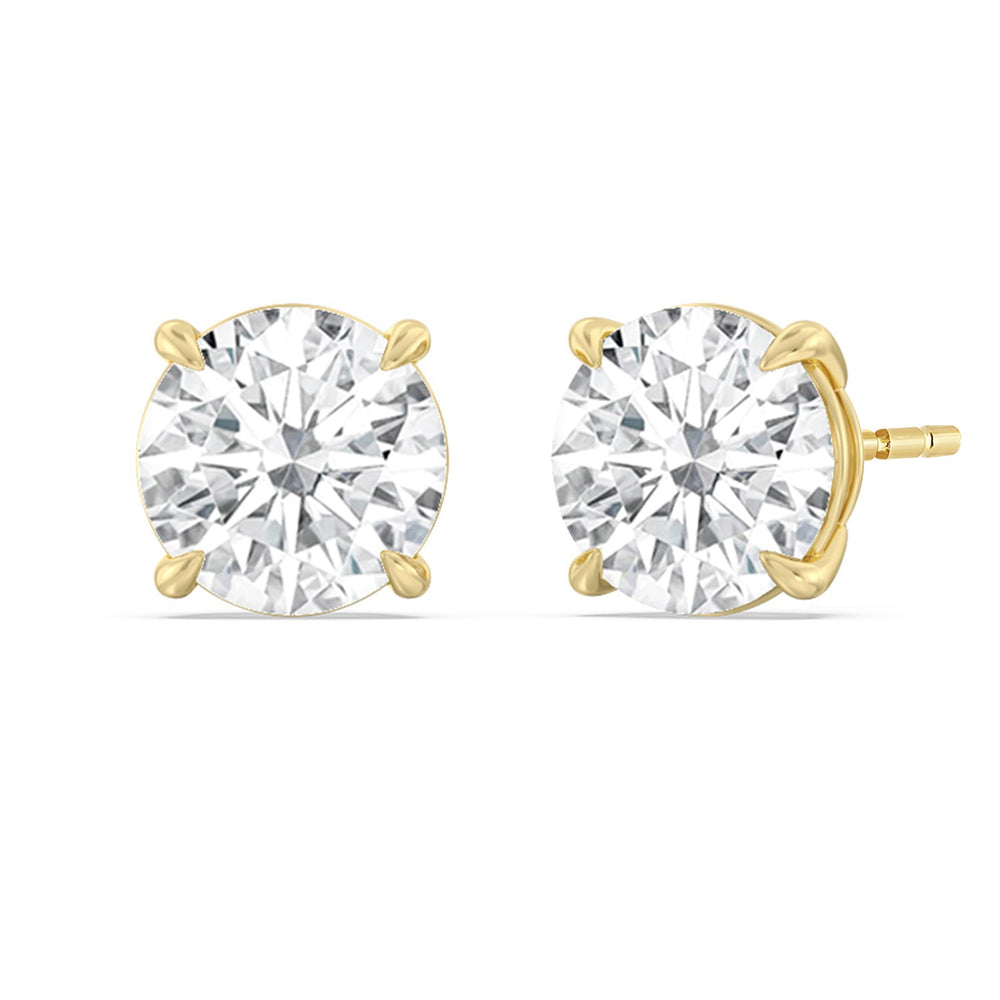 Certified Lab Diamond Luxe Four Prong Stud Earrings (E+ VVS+) with 18KT Yellow Gold / Lab / 8 Cut Diamond in 14KT Yellow Gold / Lab / 8 view 1
