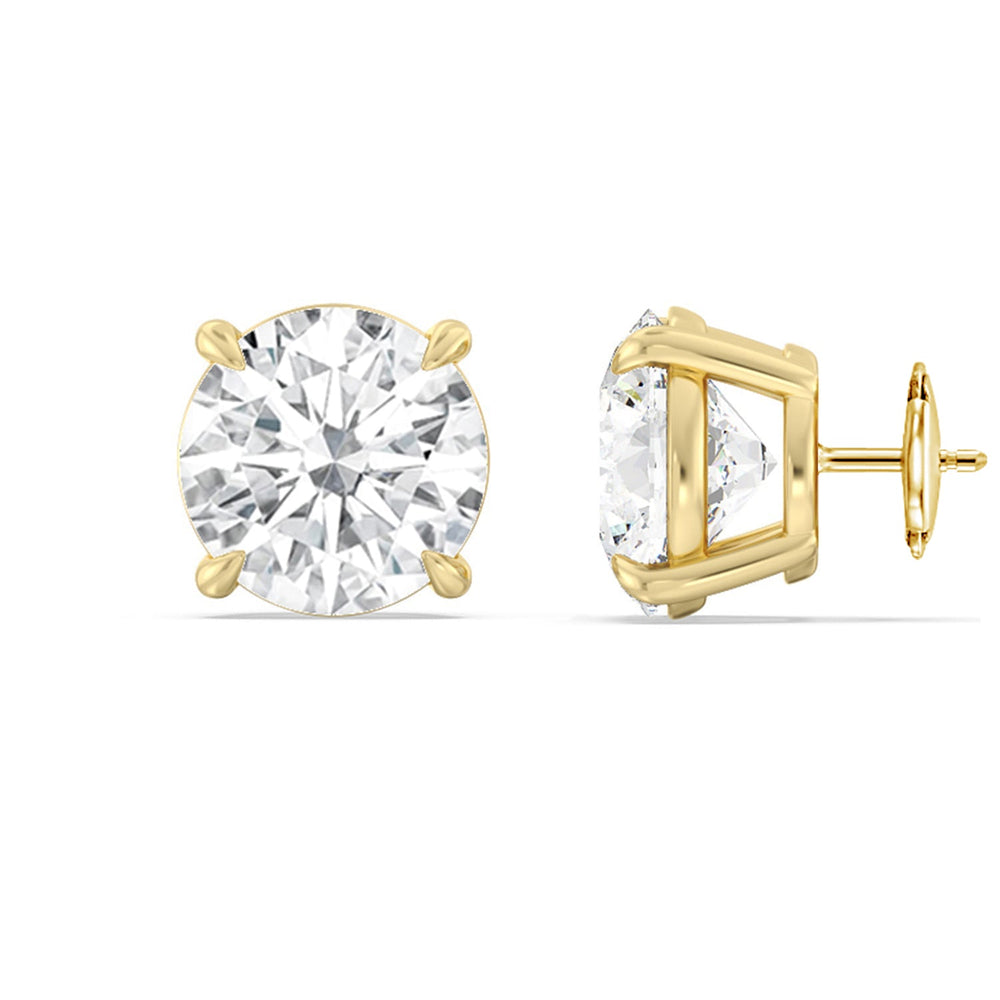 Certified Lab Diamond Luxe Four Prong Stud Earrings (E+ VVS+) with 18KT Yellow Gold / Lab / 8 Cut Diamond in 14KT Yellow Gold / Lab / 8 view 4
