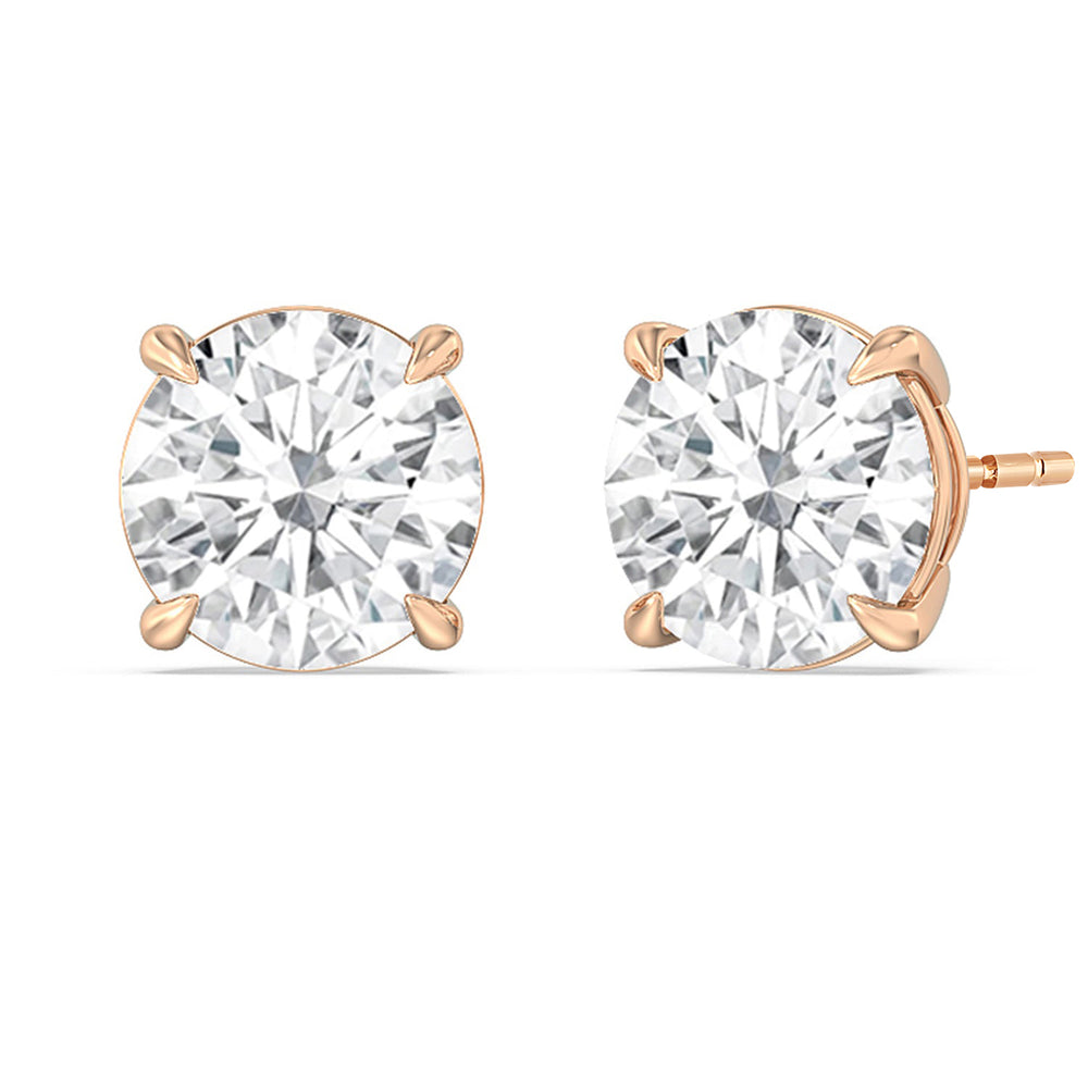 Certified Lab Diamond Luxe Four Prong Stud Earrings (IGI G+ VS+) with 18KT Rose Gold / Lab / 10 Cut Diamond in 14KT Rose Gold / Lab / 10 view 1
