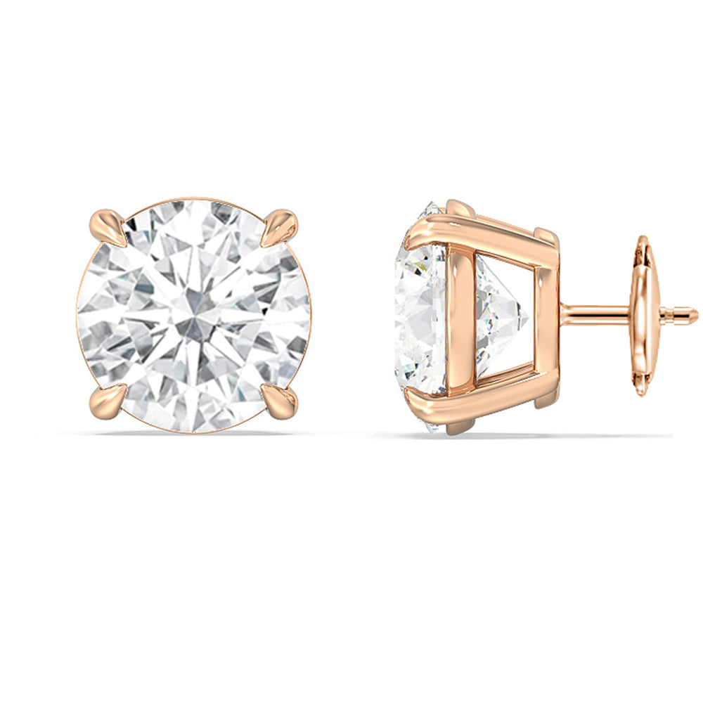 Certified Lab Diamond Luxe Four Prong Stud Earrings (IGI G+ VS+) with 18KT Rose Gold / Lab / 10 Cut Diamond in 14KT Rose Gold / Lab / 10 view 4
