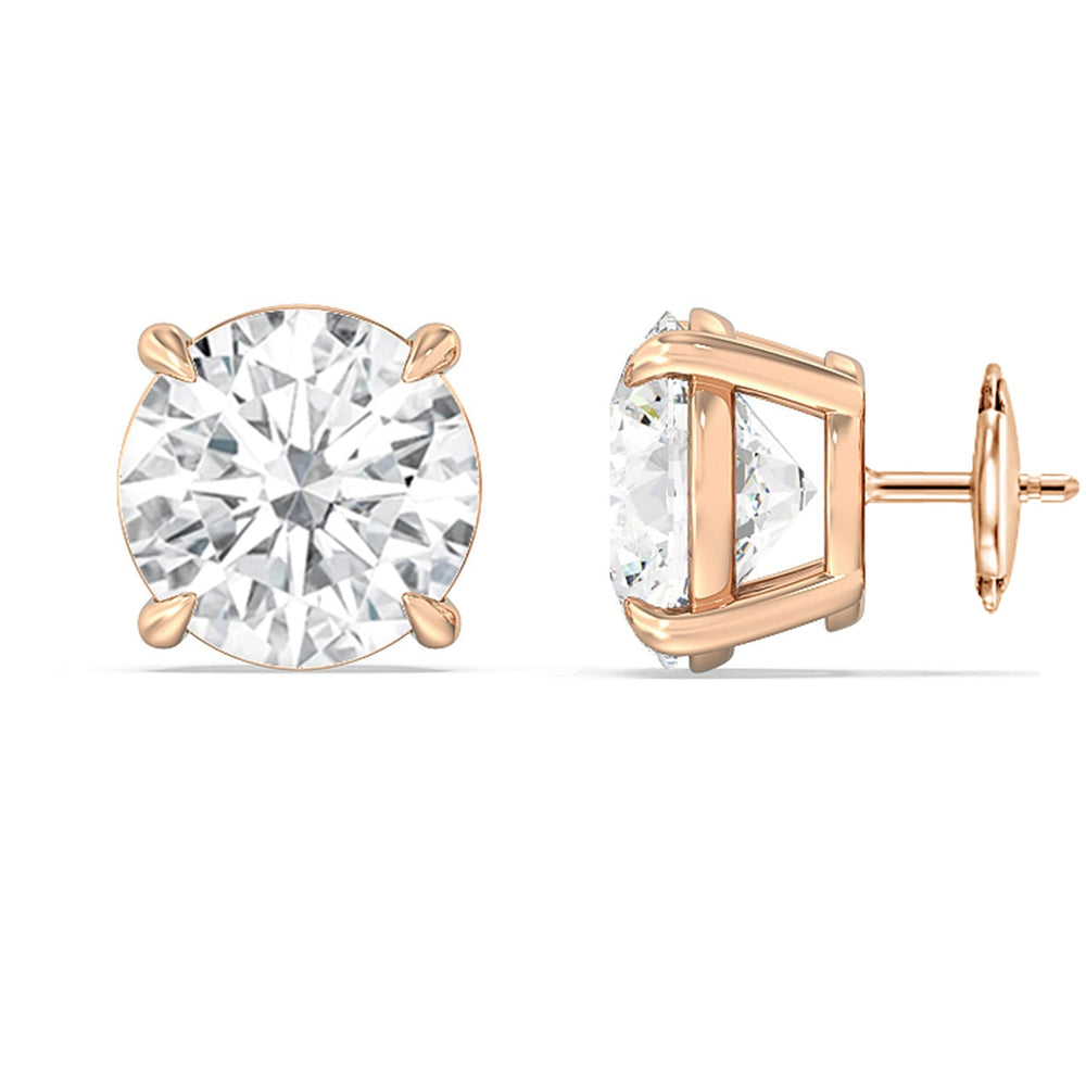 Certified Lab Diamond Luxe Four Prong Stud Earrings (E+ VVS+) with 18KT Rose Gold / Lab / 10 Cut Diamond in 14KT Rose Gold / Lab / 10 view 4
